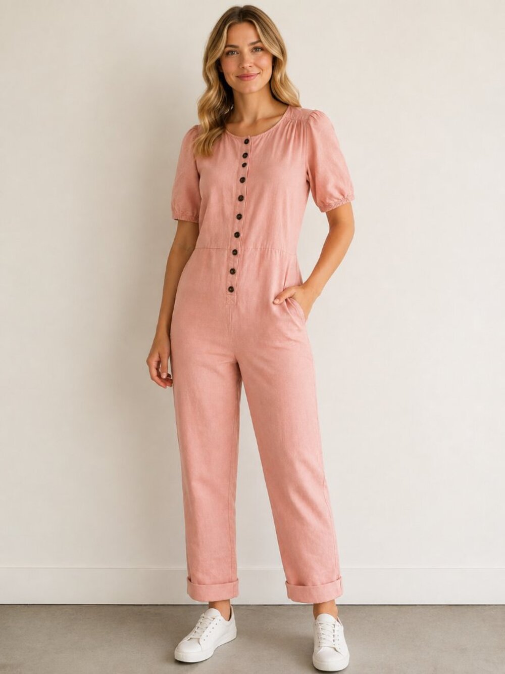 Madewell pink jumpsuit, size Large